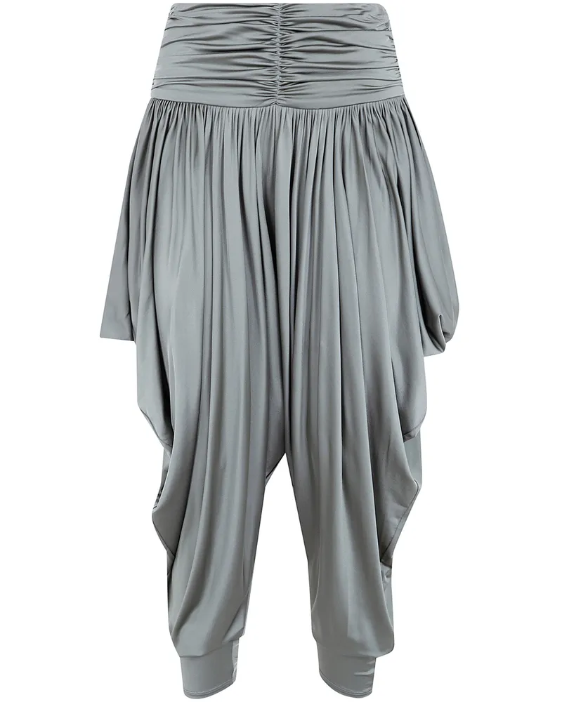 Balmain Pleated Fluid Jersey Shiny Pants Green