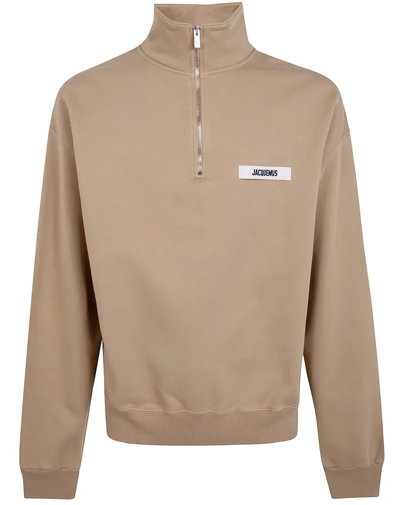Jacquemus Le Camionneur Gros Grain Polo Neck Sweatshirt Brown