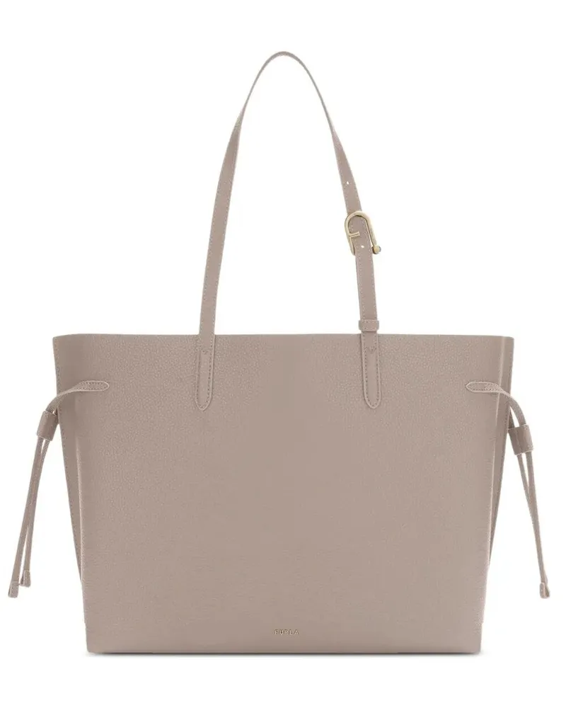 Furla Furla Ava Double Calf Leather Large Tote Bag Beige