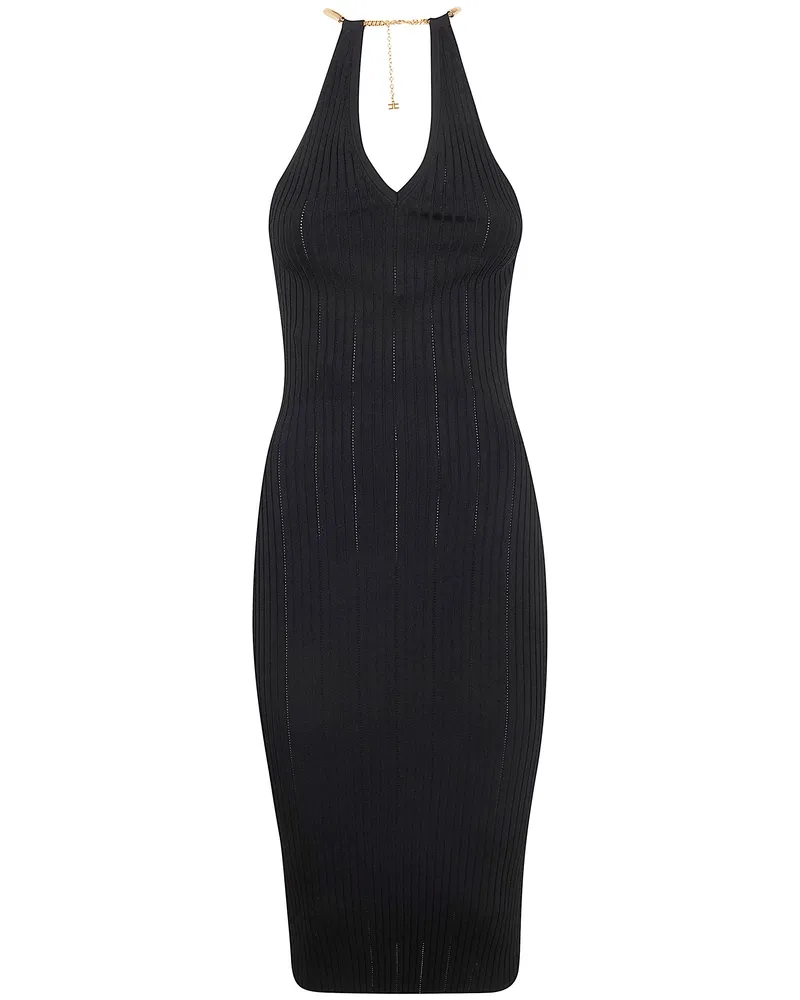 Elisabetta Franchi Midi Knit Dress Black