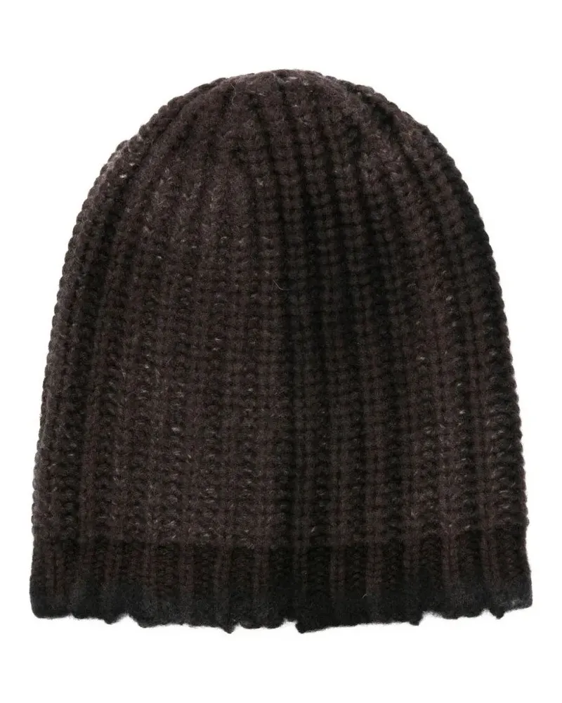 Avant Toi Hand Painted Corn Cob Stitch Hat With Destroyed Effect Brown