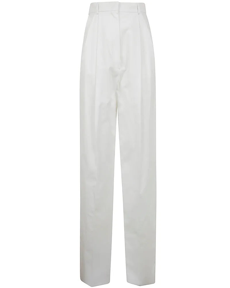 Max Mara Leone Pences Cotton Trousers White