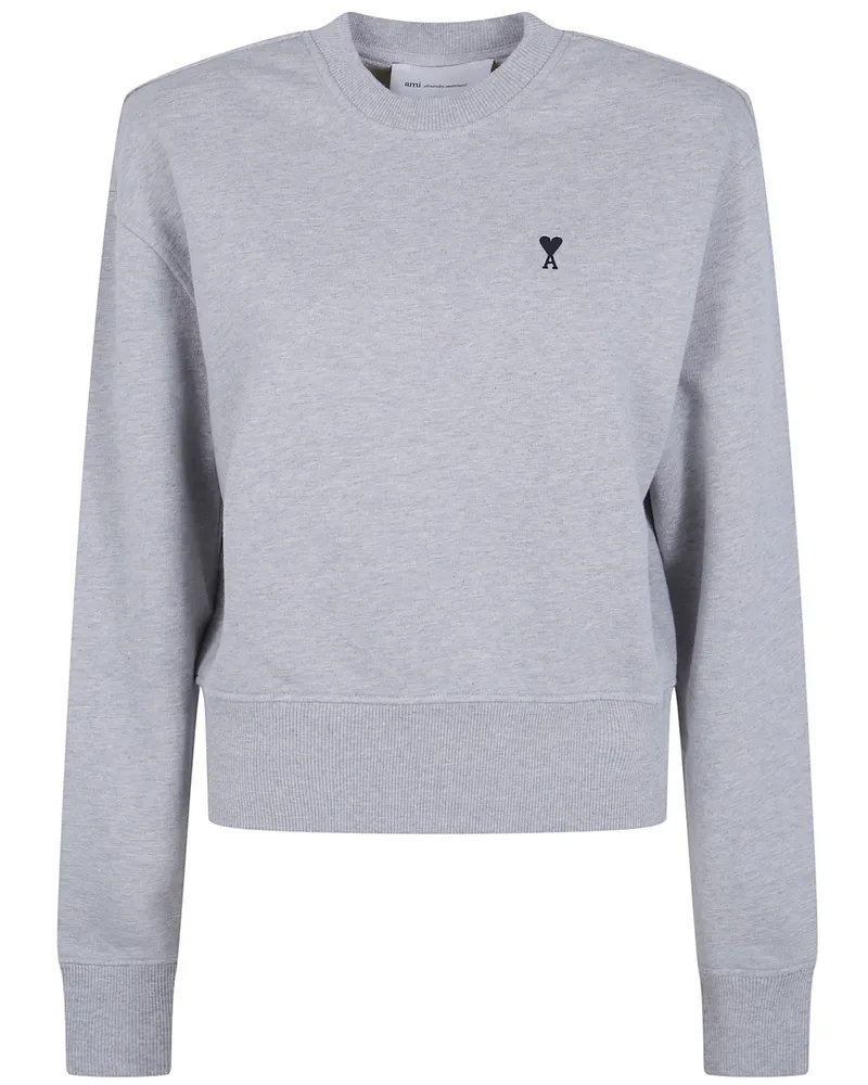 AMI Paris Sweatshirt Contrast Detail "Quota Ami De Coeur Gray