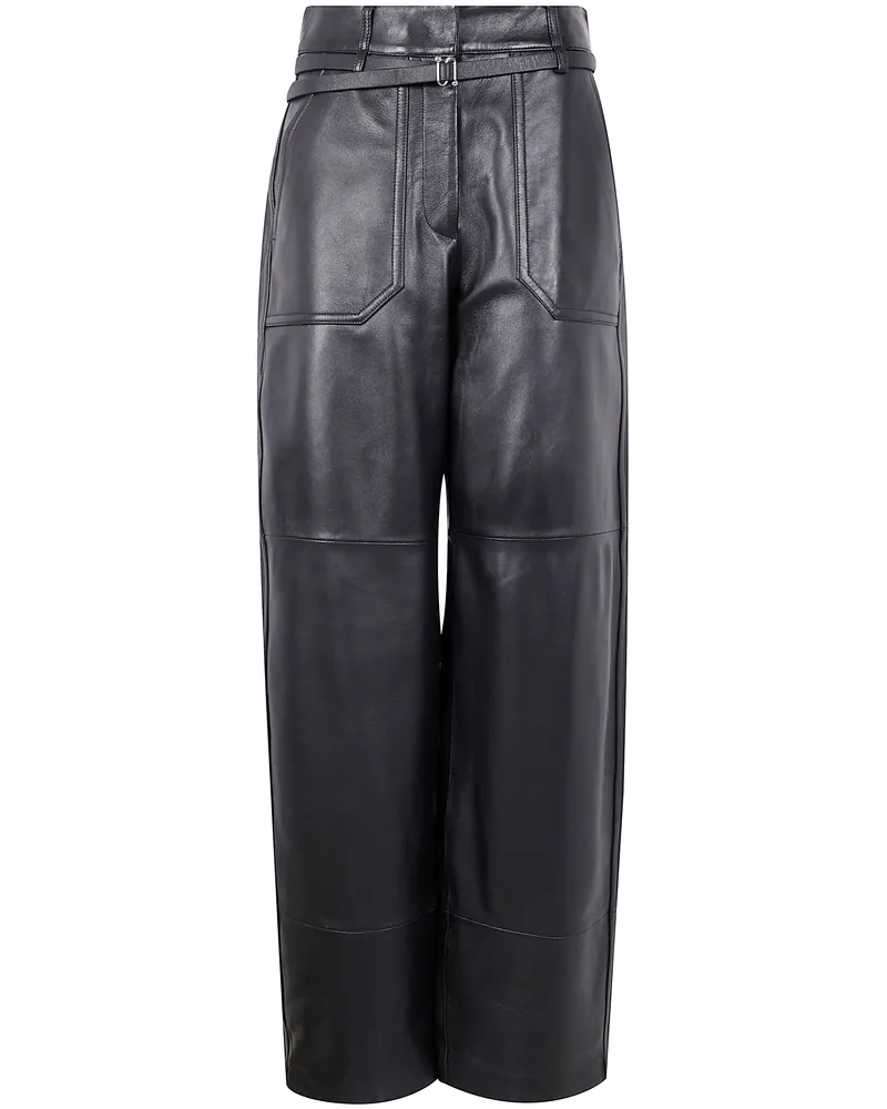 Max Mara Leather "Garbo" Trousers Black