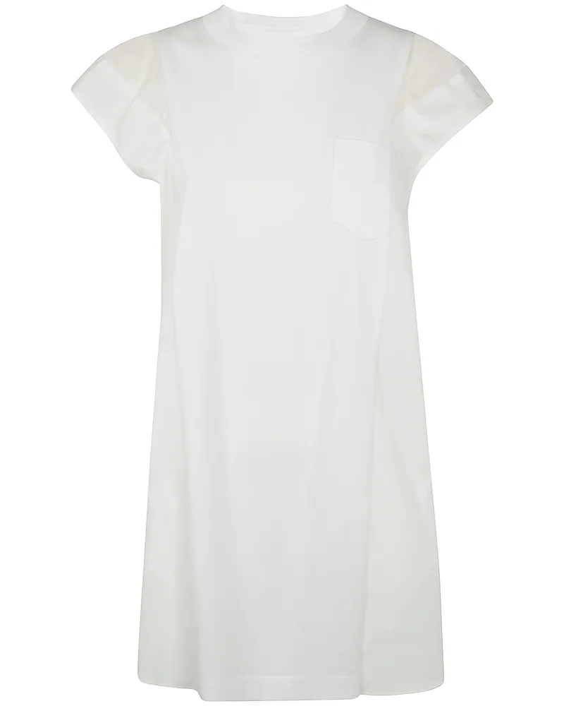 Sacai Popeline X Cotton Jersey Dress White