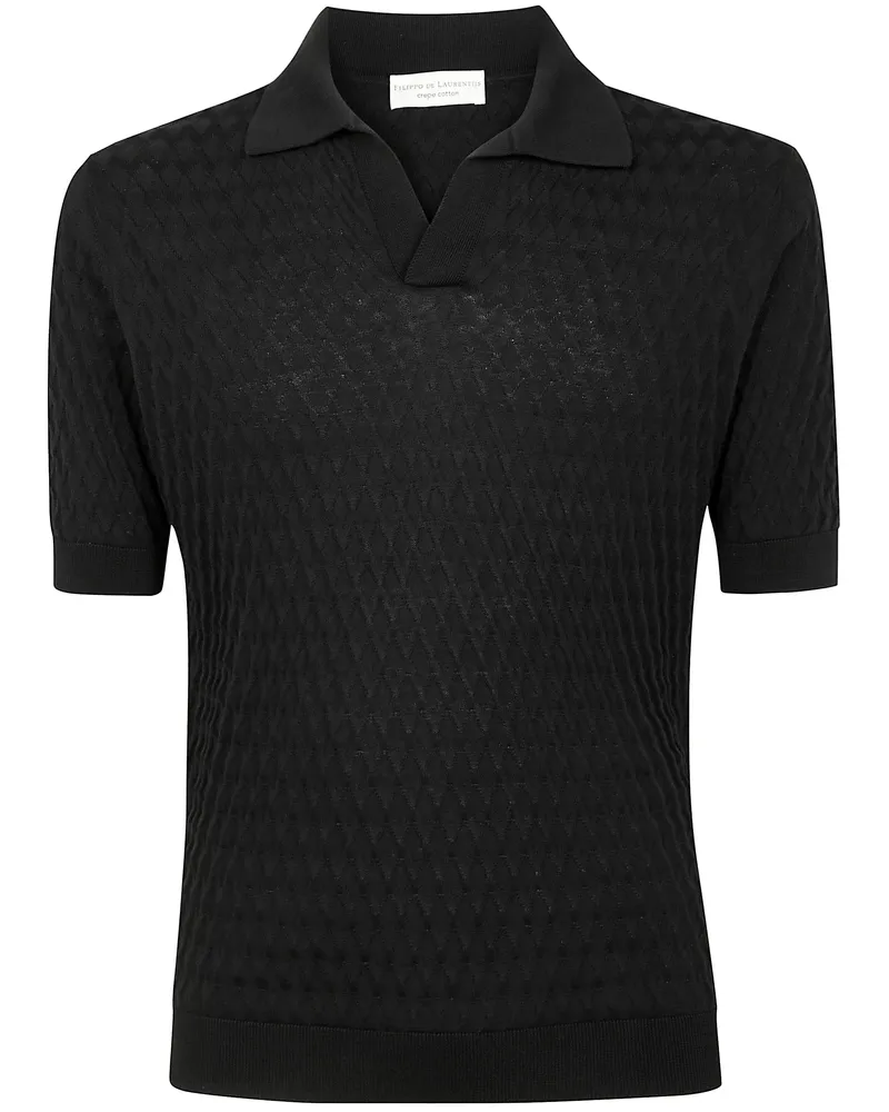 Filippo de Laurentiis Short Sleeves Skipper Polo Shirt Black