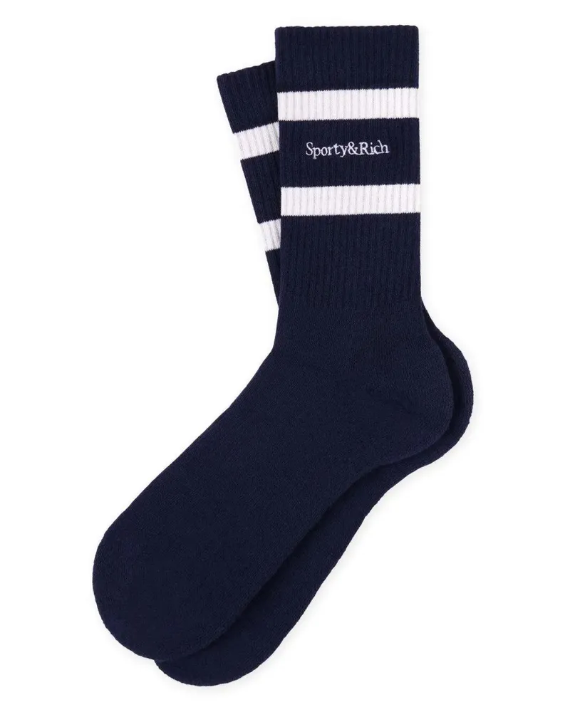 SPORTY & RICH Serif Logo Socks Blue