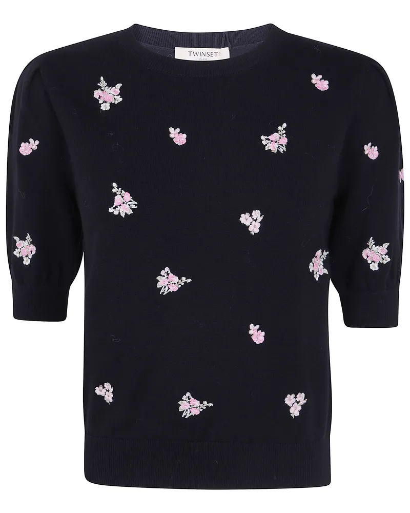Twin-Set Sweater Short Sleeves Round Neck "262Tp3460 00006 Black Black
