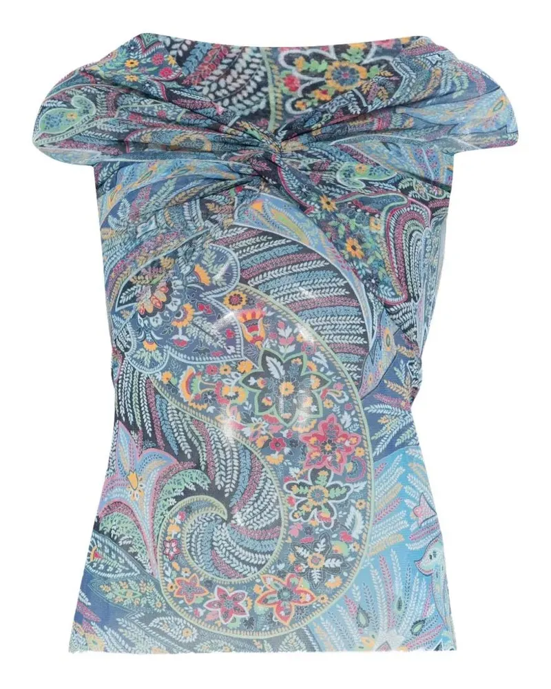 Etro Women`S Straight Neck Top Blue