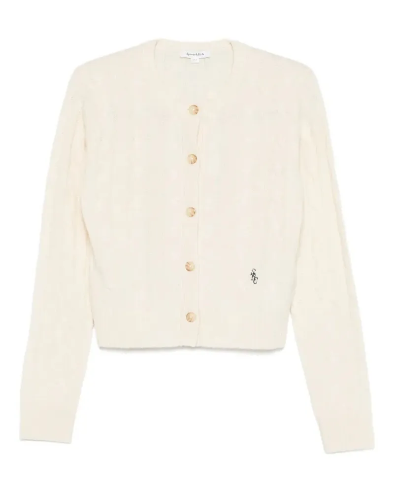 SPORTY & RICH Src" Cableknit Cashmere Cardigan Beige