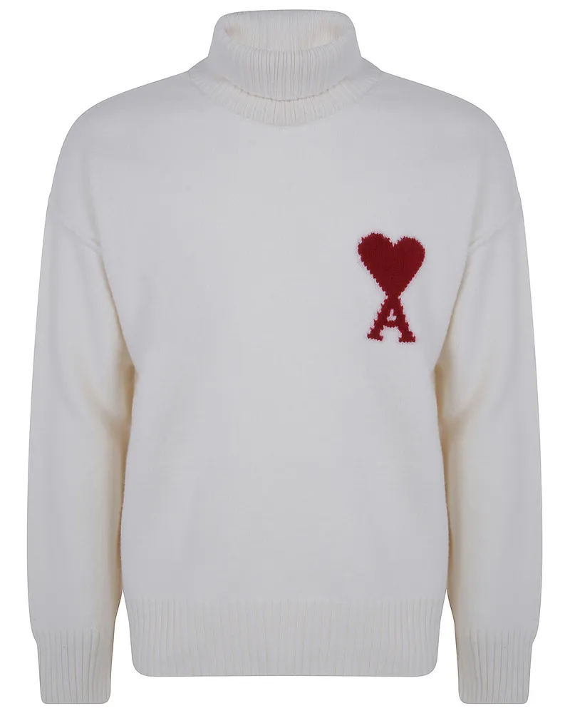 AMI Paris Funnel Neck Sweater "Quota Ami De Coeur Beige