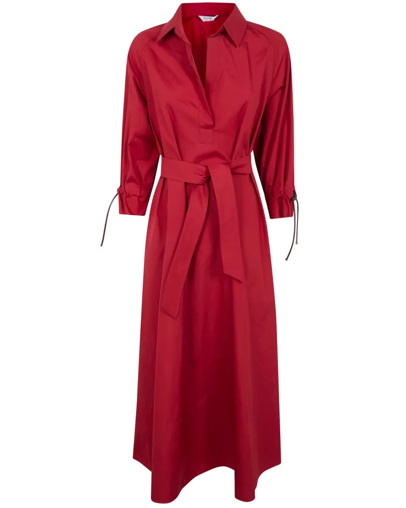 Max Mara Mirto" Cotton Popeline Midi Dress Red