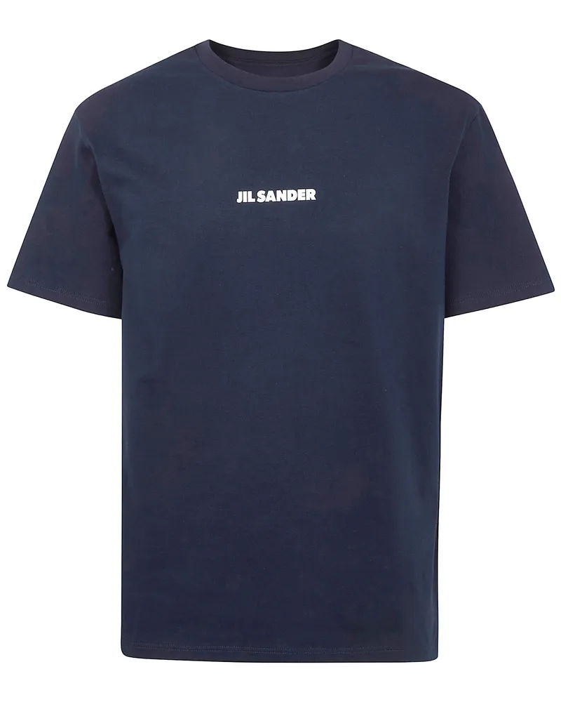 Jil Sander Crewneck Short Sleeves Logo T-Shirt Blue
