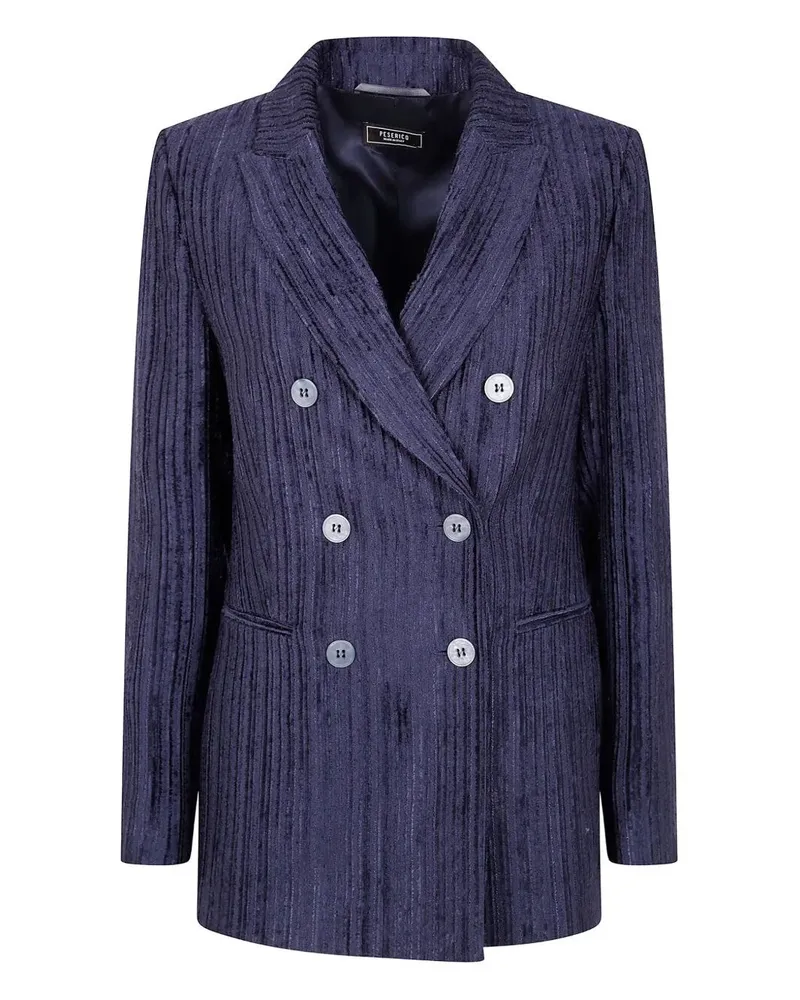 Peserico Double Breasted Velvet Jacket Blue