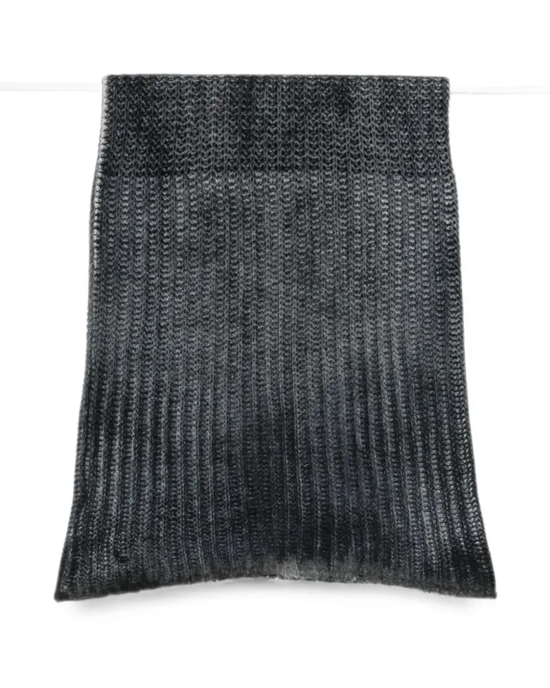 Avant Toi Scarf Hand Painted Destroyed Effect Neck-Warmer Blue