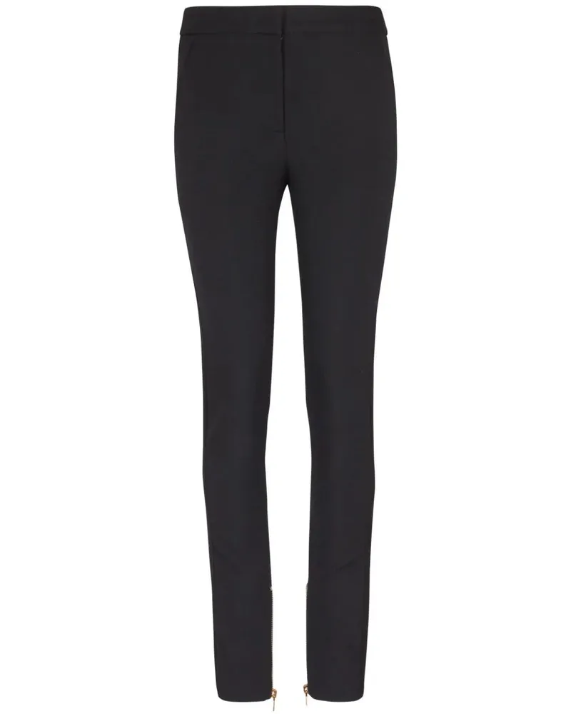 Balmain Zipped Satin Slim Pants Black