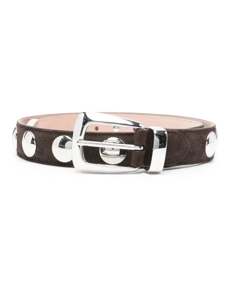 KHAITE Benny" Belt With Studs Silver Buckle 30Mm Brown