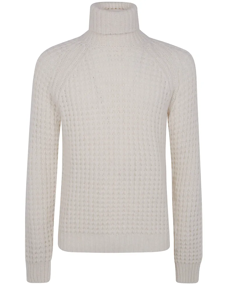 Nuur Military Stitch Long Sleeves Turtle Neck Sweater Beige