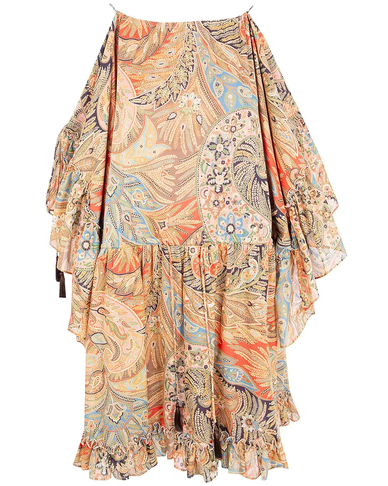 Etro Short Dress With Ruffles And Laces Red