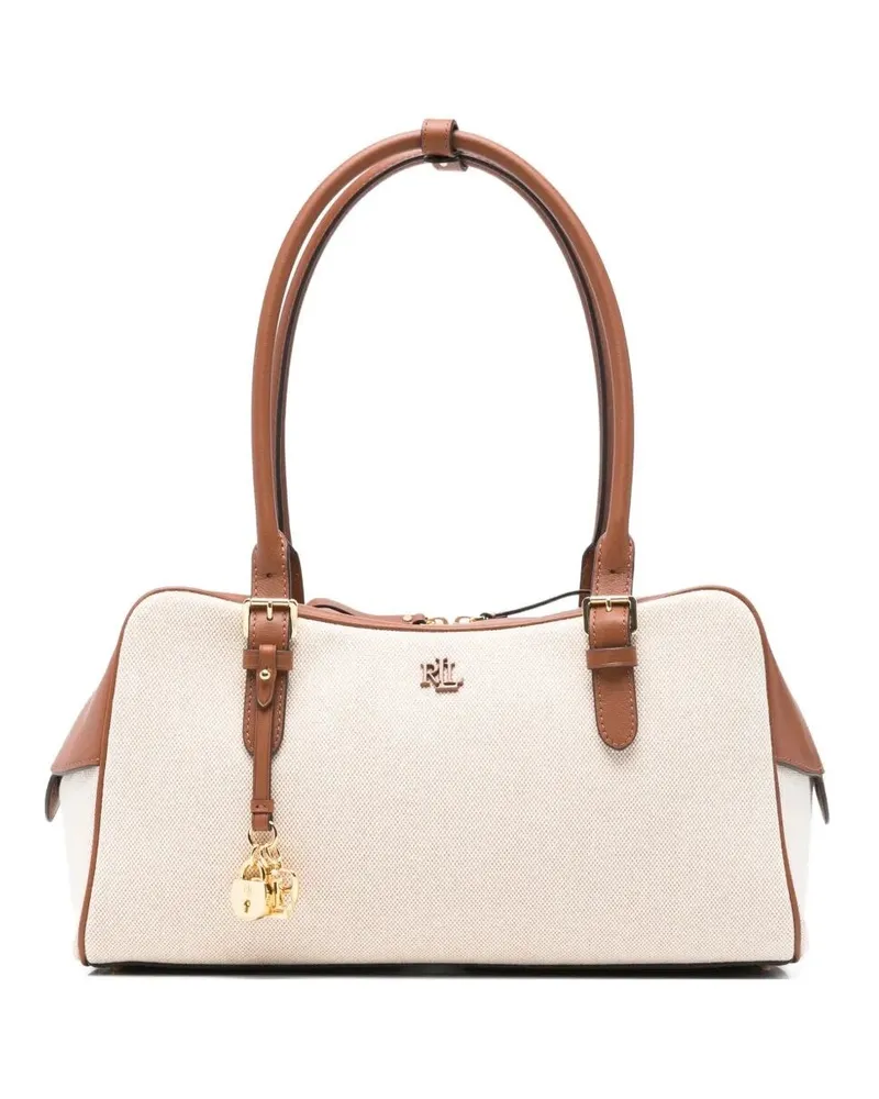 Ralph Lauren Marcy Large Zip Satchel Bag Beige
