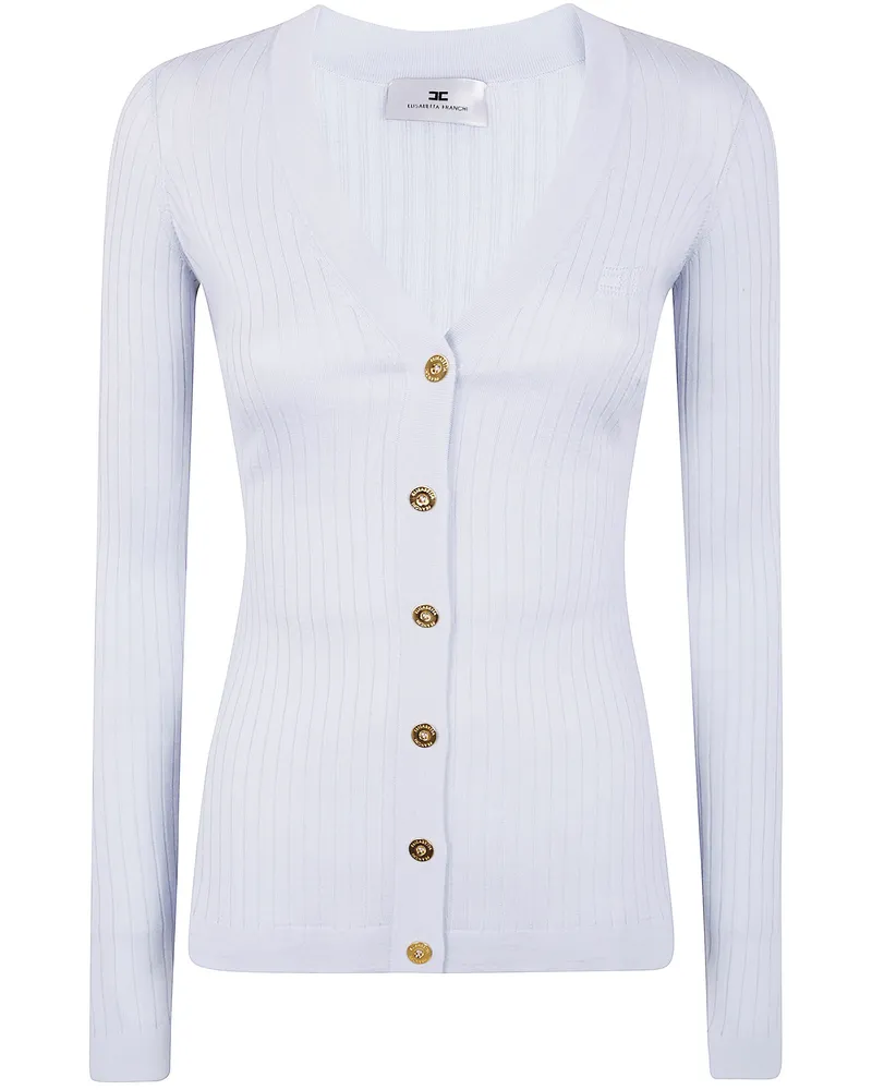 Elisabetta Franchi Tricot V Neck Cardigan Gray