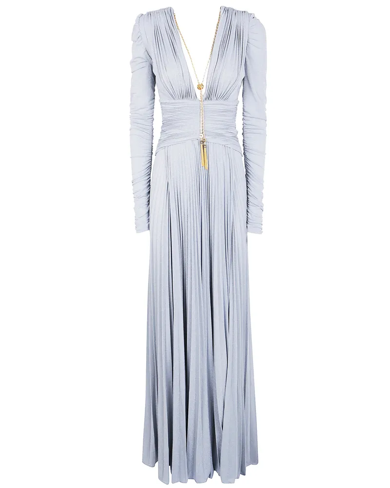Elisabetta Franchi Long Sleeves Long Dress Gray