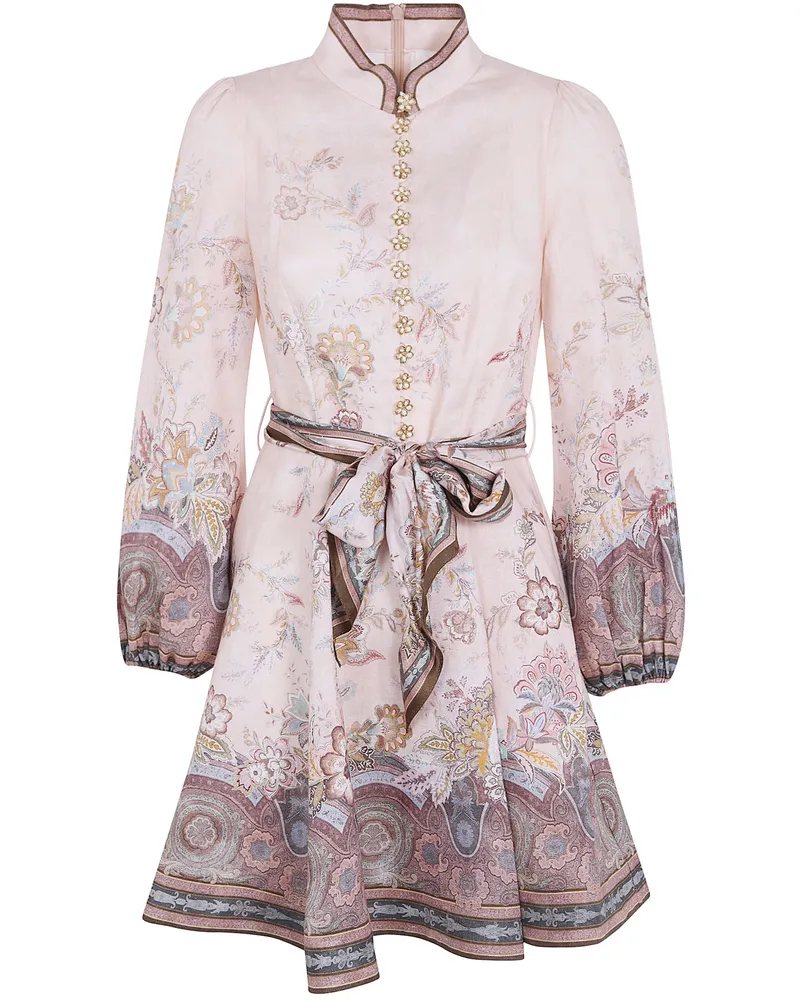 Zimmermann Alchemy Button Mini Dress Pink