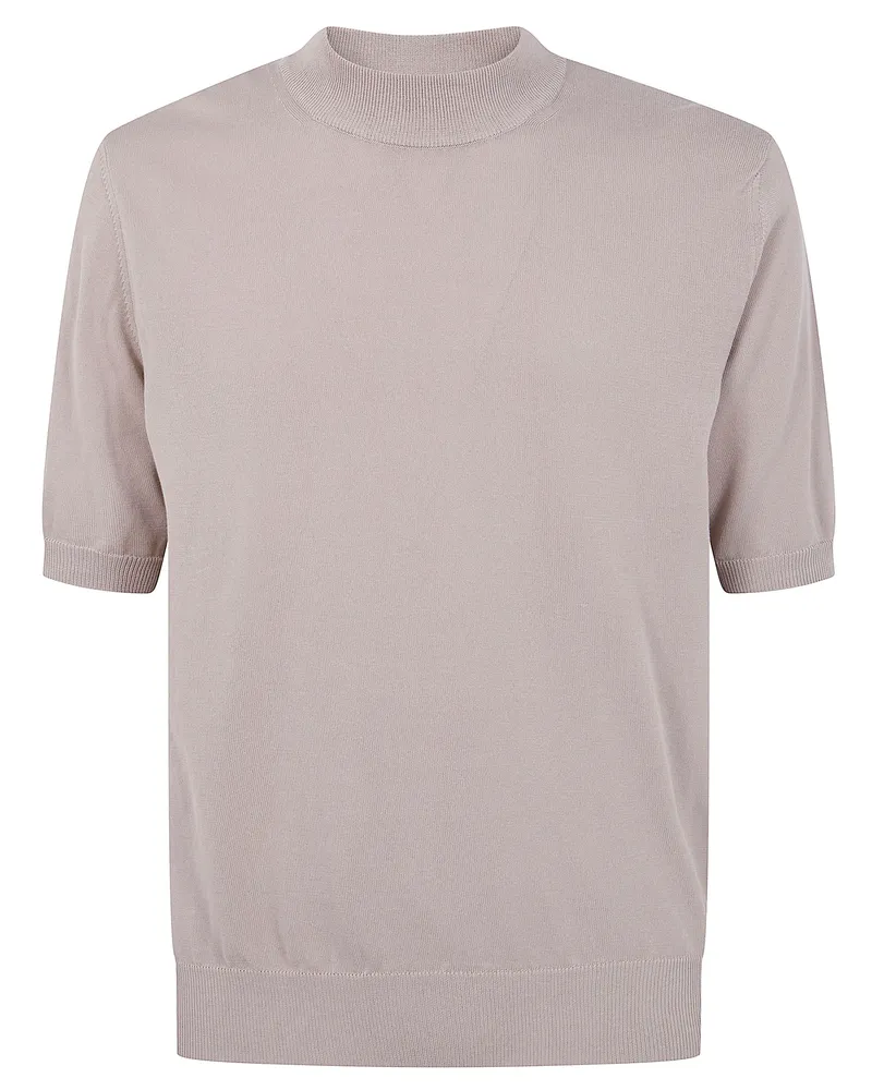 Zanone Turtle Neck Short Sleeves Sweater Brown