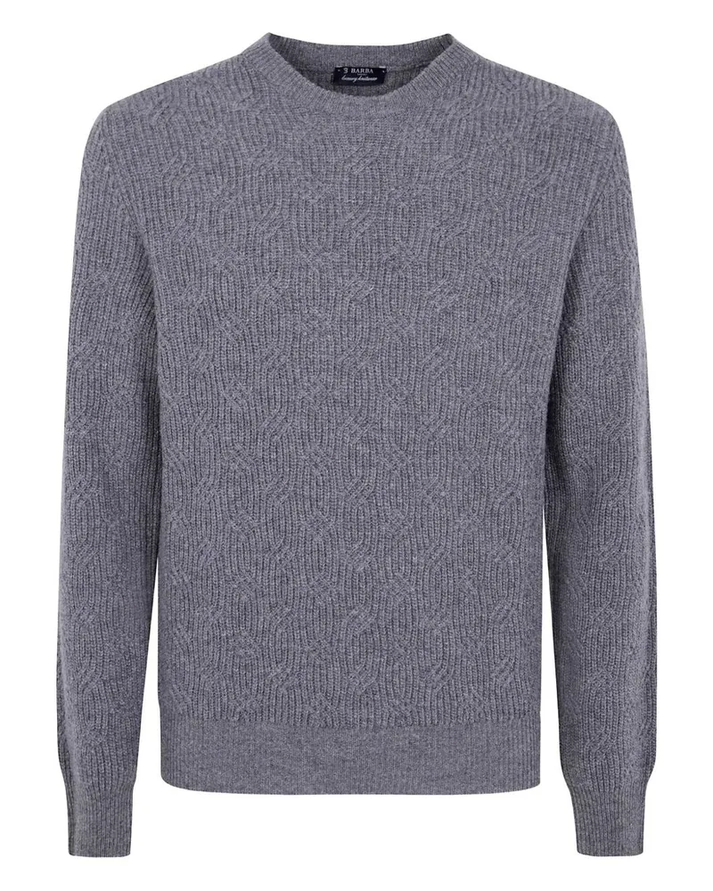 BARBA Round Neck Embroidery Sweater Gray