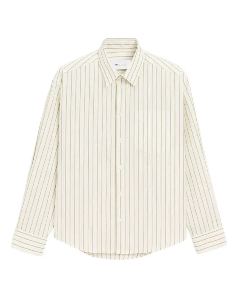 AMI Paris Boxy Long Sleeves Shirt Button Down Collar And White