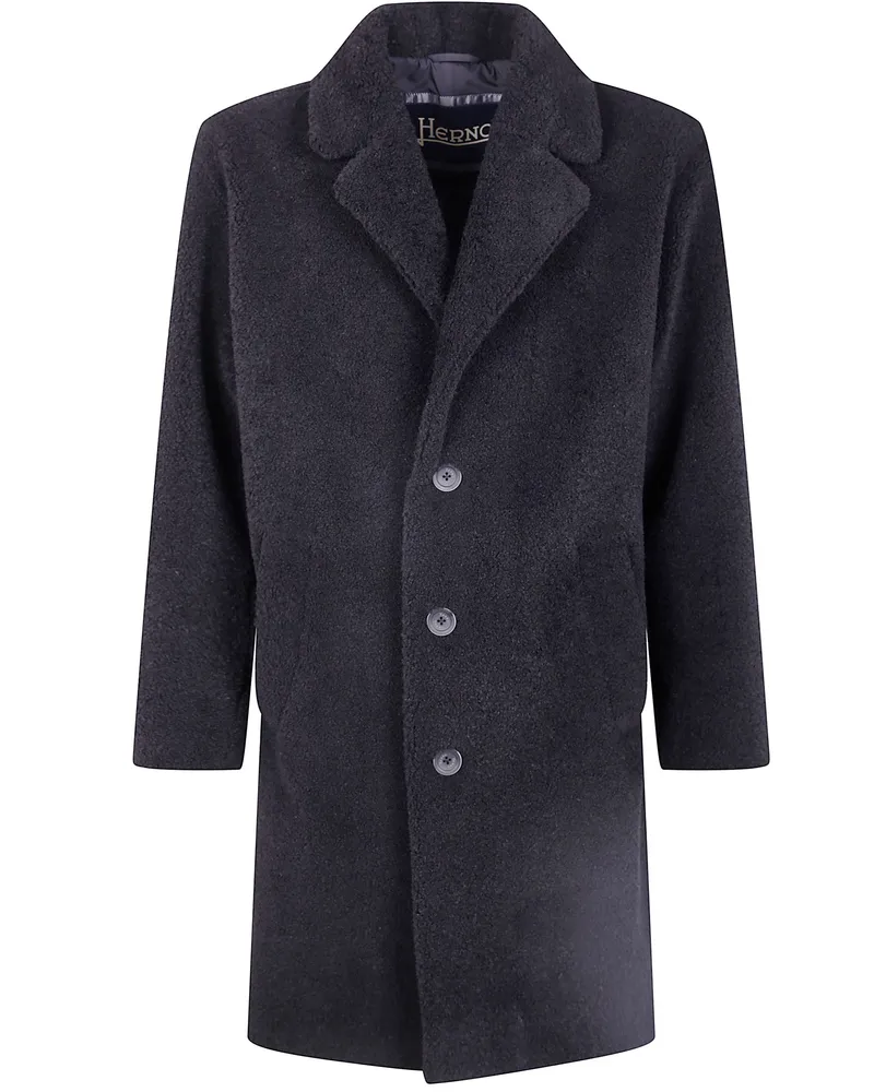 Herno Mohair Wool Singlebreast Coat Black