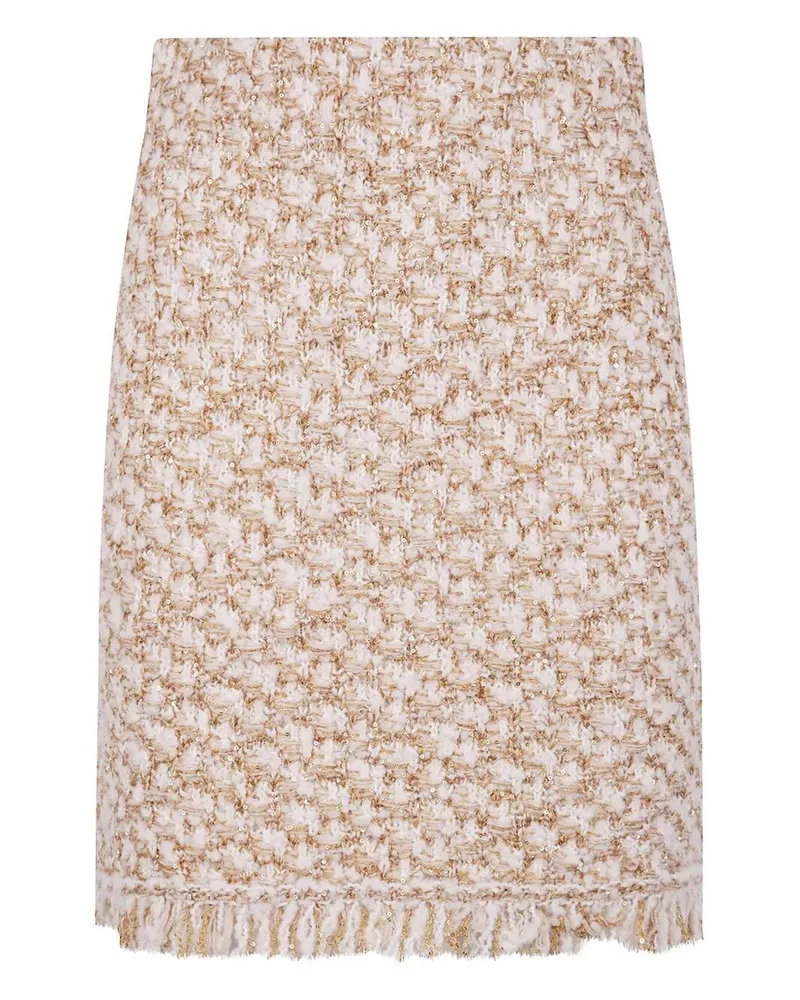 Fabiana Filippi Bicolor Tweed Boucle Mini Skirt Beige