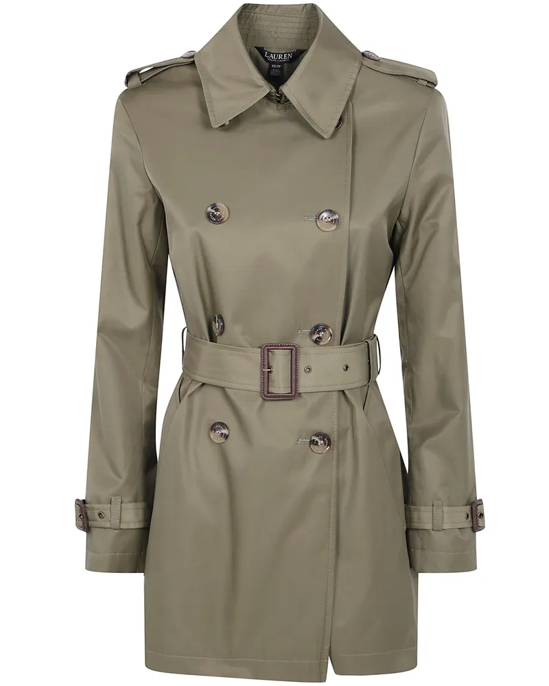 Ralph Lauren Trench Coat Double Breasted "Belted Lined Coat Green
