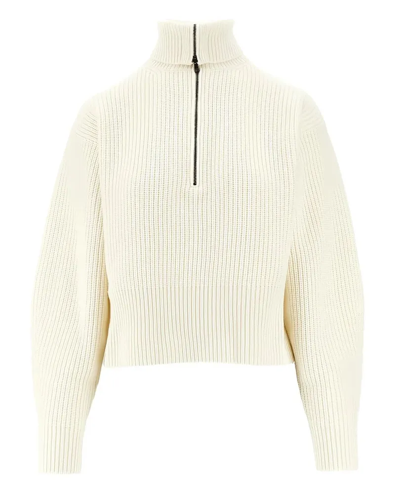 Max Mara Nadar Half Zip Sweater White