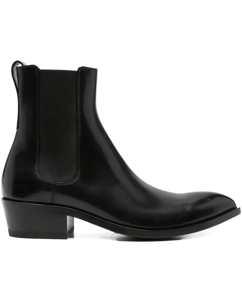 Tom Ford Burnished Leather Chelsea Boots Black