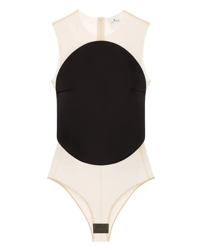 Courrèges Illusion Circle Satin Bodysuit Black