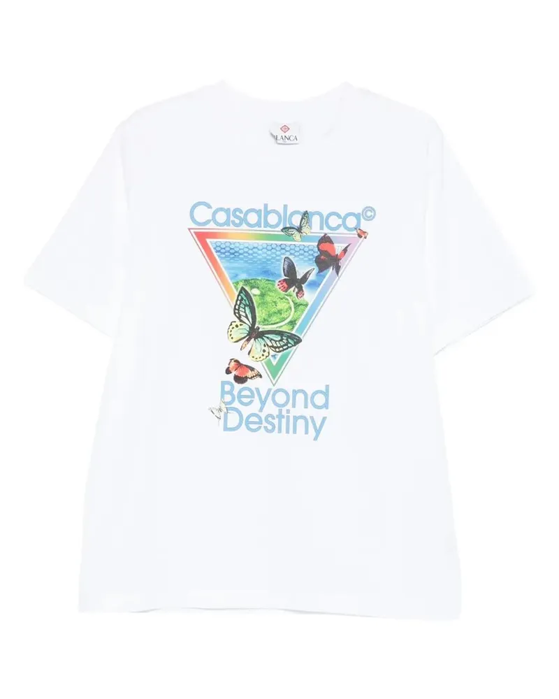Casablanca Paris Tennis Club Icon Beyond Destiny Print' Classic T-Shirt White