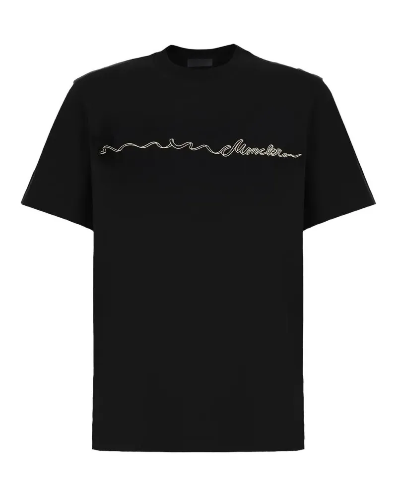 Moncler Short Sleeves Emerized Jersey T-Shirt Black