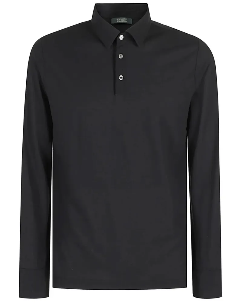Zanone Long Sleeves Polo Shirt Black