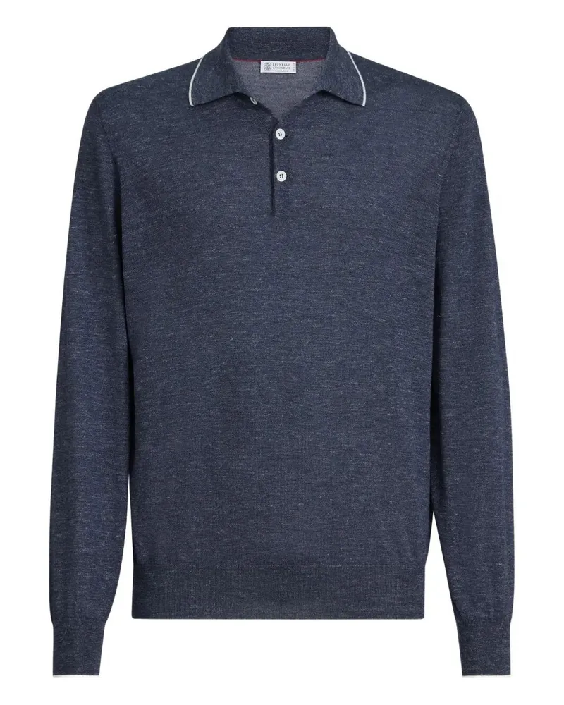 Brunello Cucinelli Long Sleeves Polo Shirt Blue