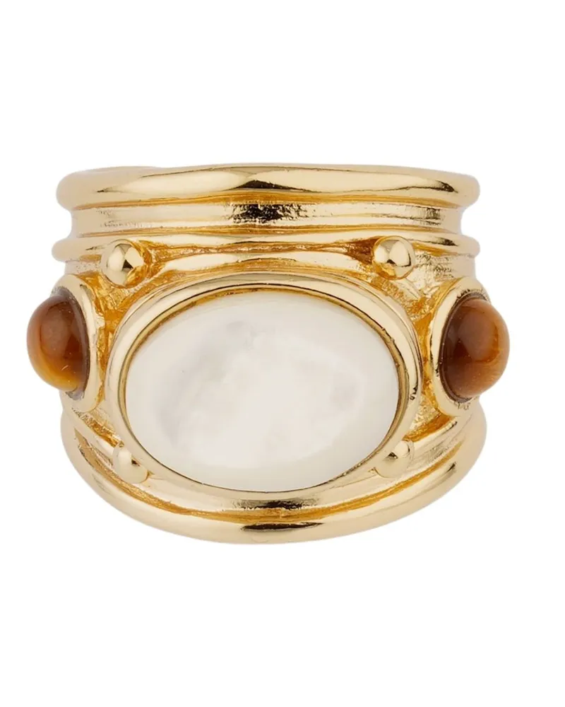 Gas Bijoux Ring Gold White "Simone Metallic