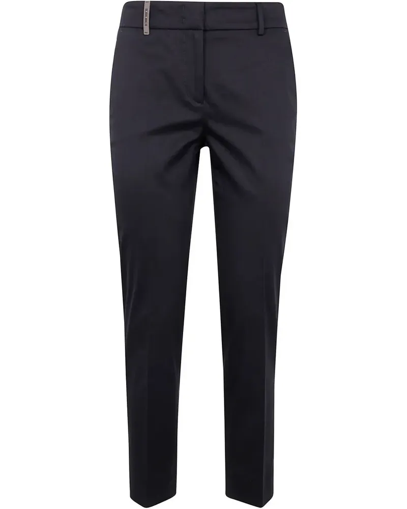 Peserico Light Cotton Satin Stretch Trousers Black
