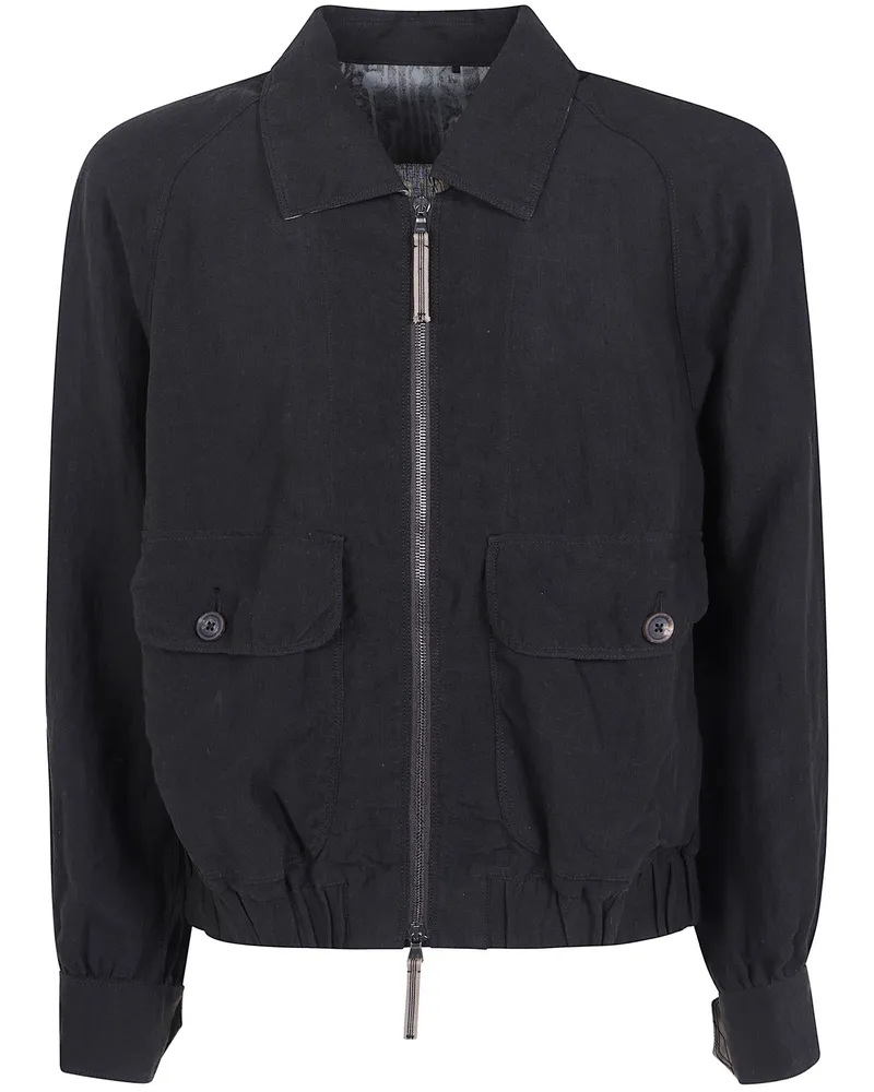 Ziggy Chen Jacket Zippered Black "Puppytooth Cropped Aviator Jacket Black