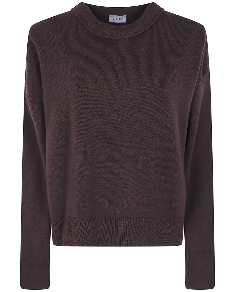 MRZ Sweater Cropped Oversized Round Neck Brown