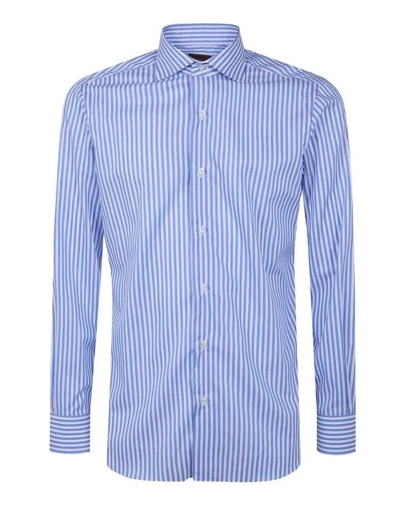 BARBA Classic Popeline Stripes Shirt Blue