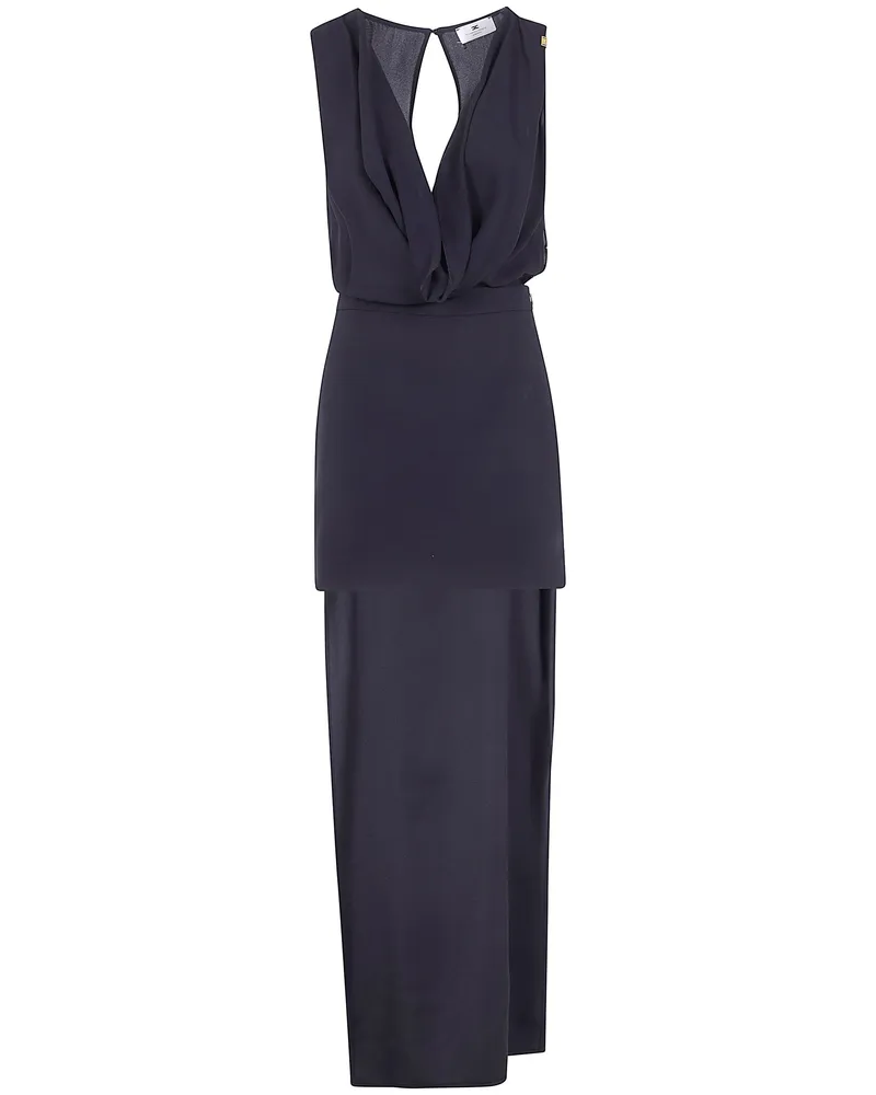 Elisabetta Franchi Asymetrical Long Dress Black