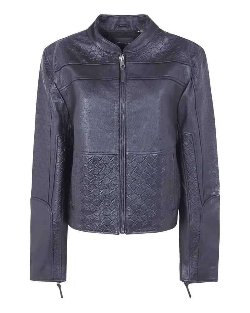 Daily Paper Structured" Leather Jacket Black