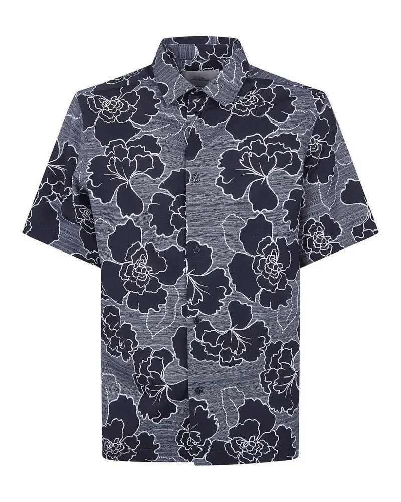 LES DEUX Charlie Poppy Aop" Short Sleeves Shirt Black