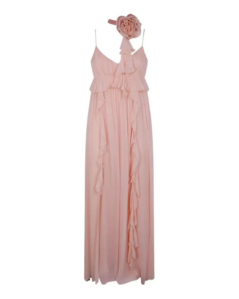 Blumarine Georgette Dress With Rouges Pink