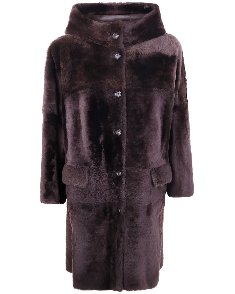 Brunello Cucinelli Fur Overcoat Brown